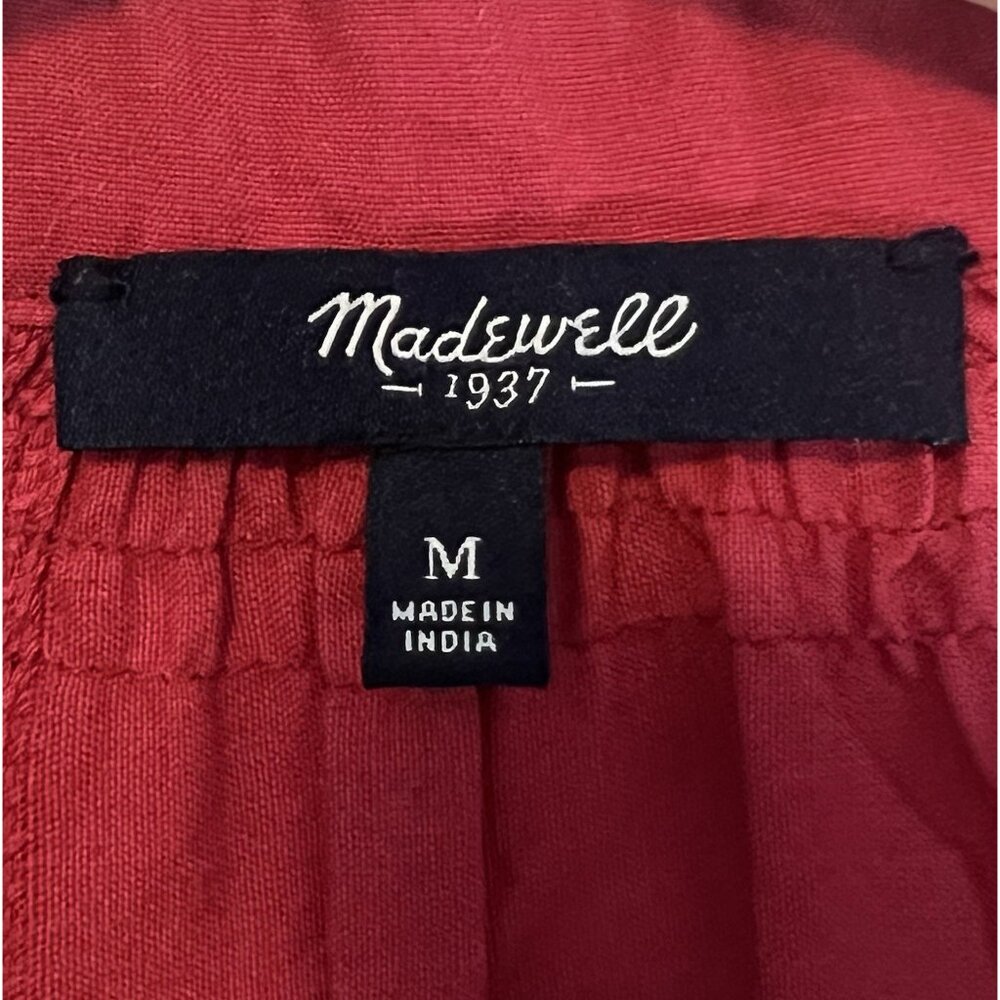 Madewell Women’s Medium Top Camellia Boho Embroidered Oversized Red Tunic Cotton - Picture 5 of 13